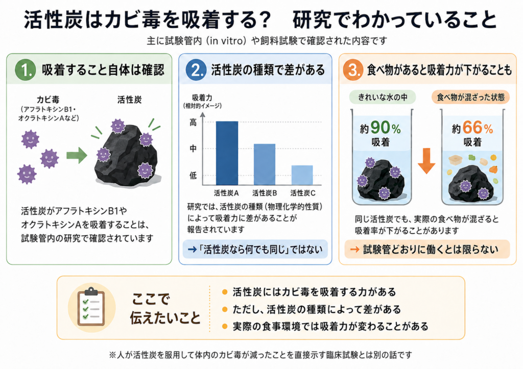 活性炭によるカビ毒吸着の研究図